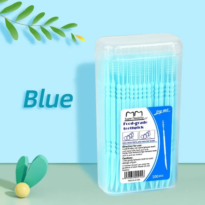 100/200/400/1000pcs Toothpick Brush Boxed Plastic Toothpick Disposable Household Interdental Brush Teeth Picking Dental Floss
