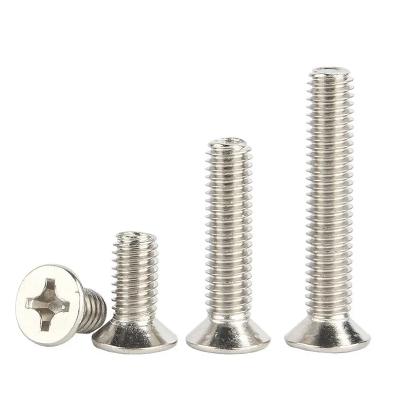 Nickel Plated Carbon Steel Cross Flat Countersunk Head M1 M1.2 M1.4 M1.6 M1.7 M2 M2.5 M3 M3.5 M4 M5 M6 Phillips Screws Bolts