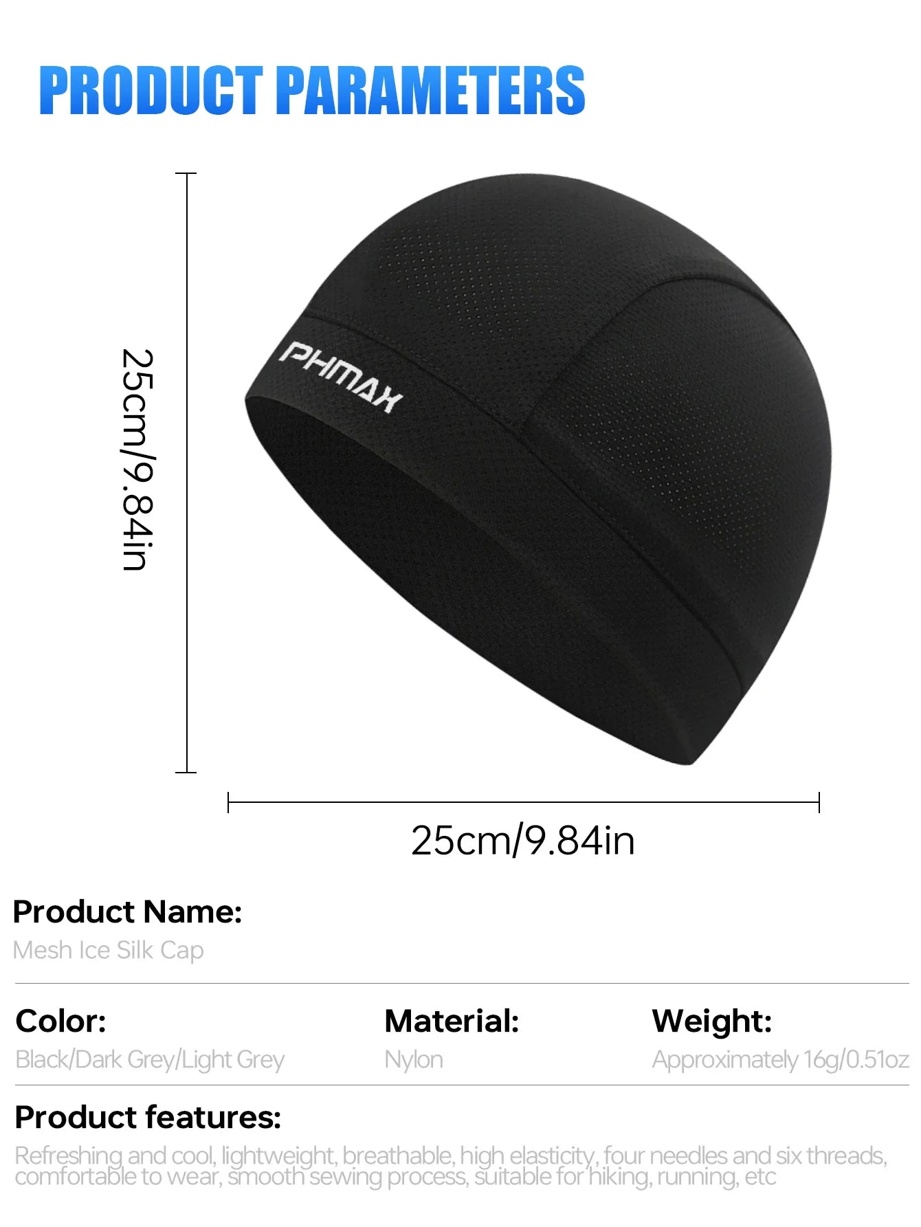 PHMAX Ice Silk Cycling Cap Mesh Breathable Ice Cool Sports Cap Sun Protection Cycling Cap Bicycle Mask Sports Headband