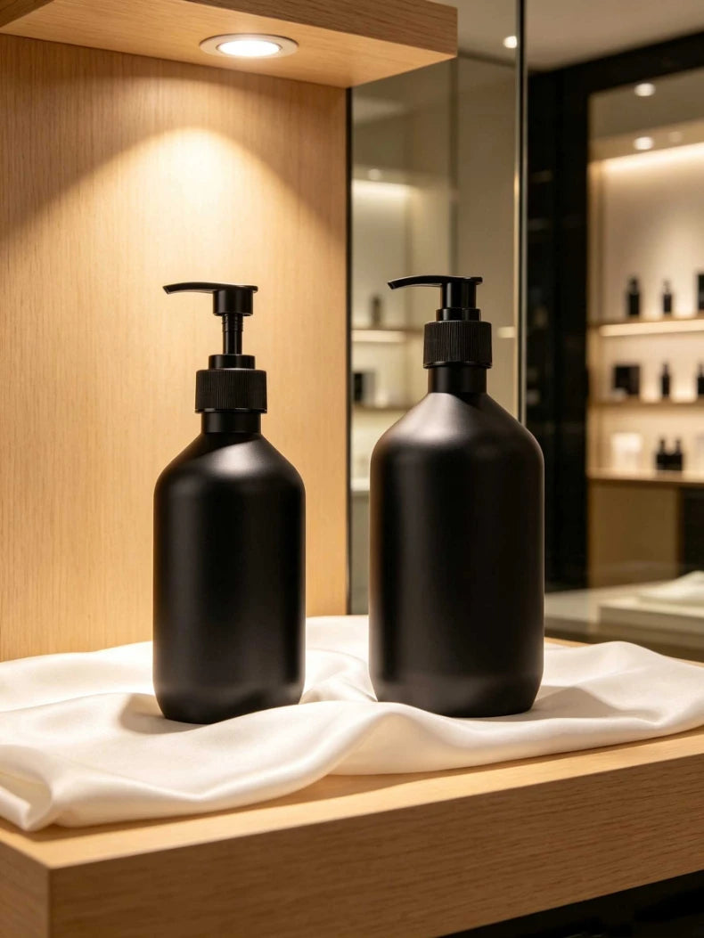 300/500ML Matte Black Liquid Soap Dispenser Refillable Shampoo Conditioner Body Lotion Container for Bathroom Supplies Hotel