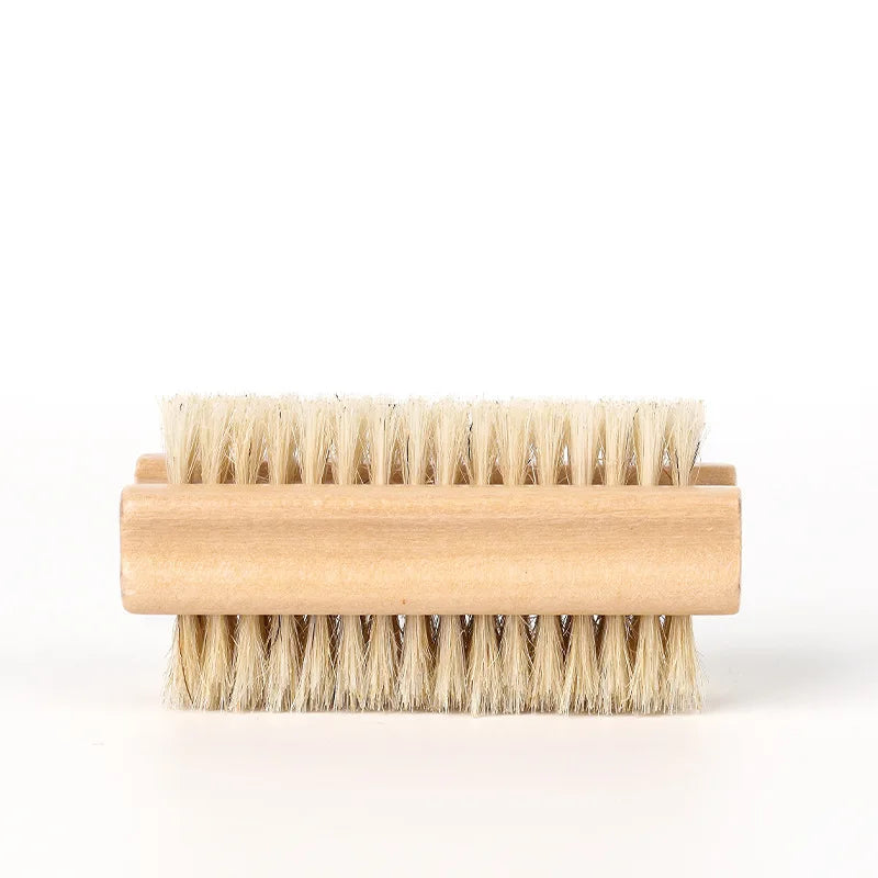 Double-sided Nail Brush Manicure Pedicure Wood Handle Soft Remove Dust Nail Cleaning Brush For Nail Care Scrubbing Tools