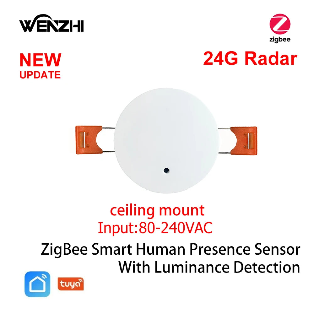 ZigBee Wifi 24G MmWave Radar Human Presence Motion Sensor With Luminosity/Distance Detection 5/110/220V Tuya Smart Life Home DIY