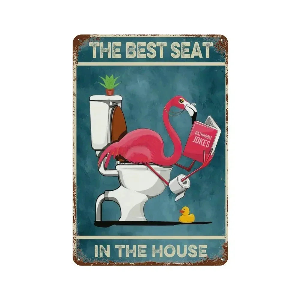 Bar tin painting，Alluring Funny Tin Sign - Retro - Style Toothbrush & Toilet Paper Tin Sign,Designed for Inviting Bathroom