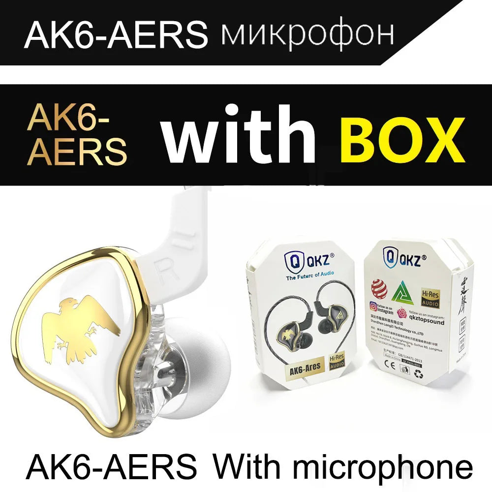 QKZ AK6 Ares EDX PRO 1DD Dynamic Earphones HIFI Music Sport Earbuds In Ear Earphones Sport Noise Cancelling Headset EDXPRO DQ6 Z
