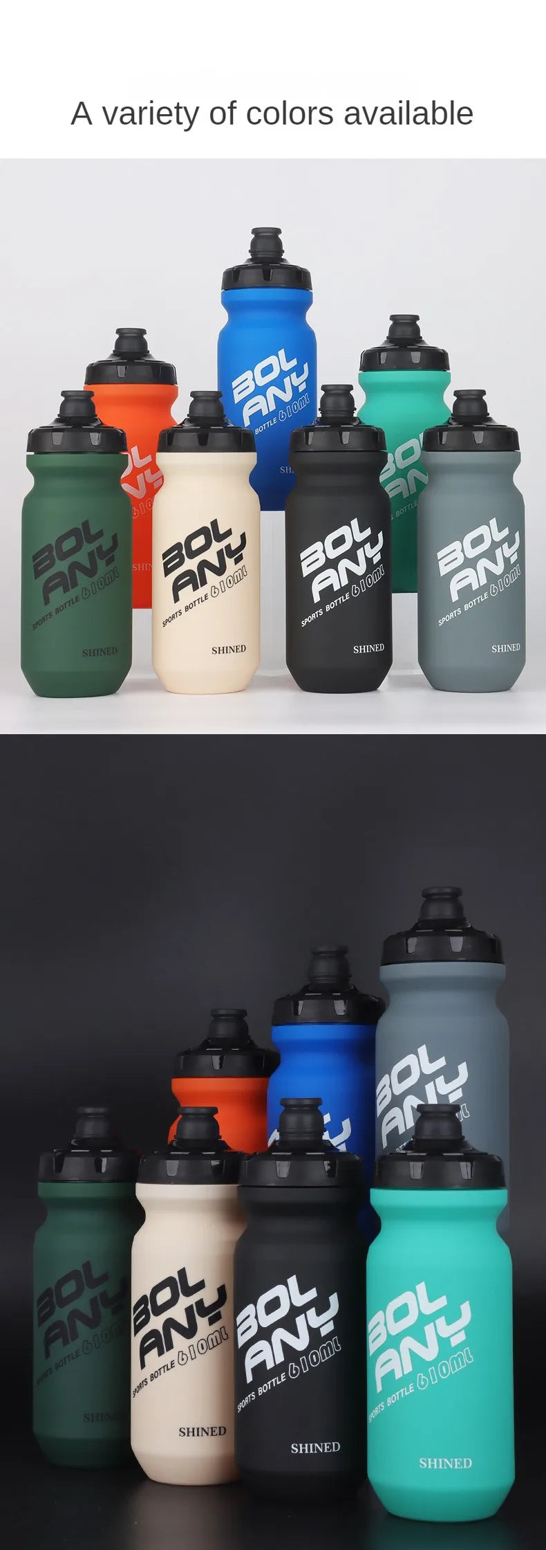 610ML Sports Water Bottle Rubber Paint Plastic Squeeze Bottle for Bicycles Portable Outdoor Cycling Kettle