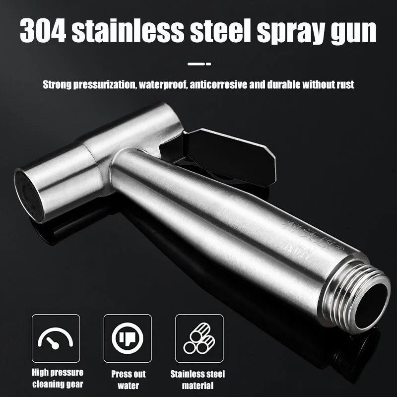 Personal Care Hand Held Spray Portable Bidet Toilet Sprayer Dual Control Angle Valve Stainless Steel Bathroom Accessories Bidets