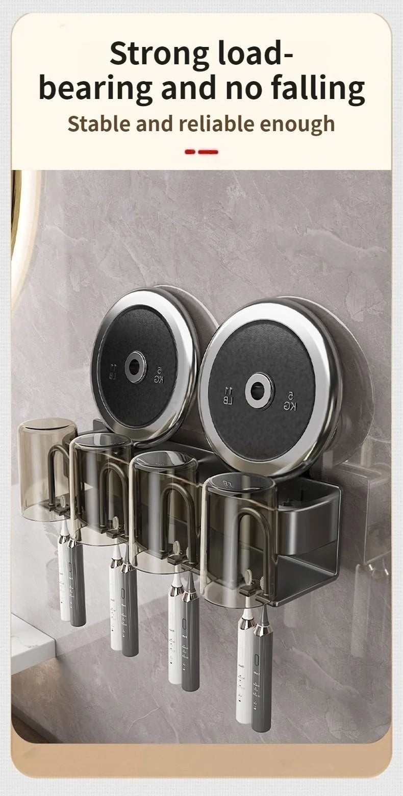 No Need To Drill Suction Cup A Wall-Mounted Electric Toothbrush Holder With a Cup For The Bathroom