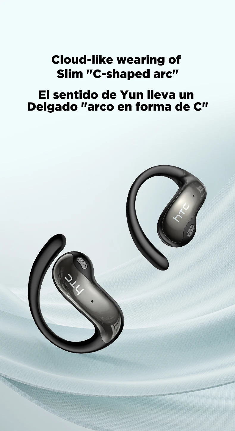 HTC Original NE19 AI Translate Bluetooth Earphones OWS Open Ear Business Travel Wireless Headphones Music Stereo Sound Earbuds