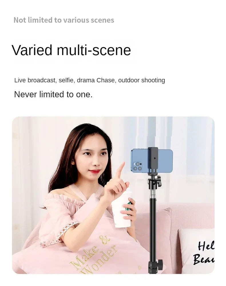 160cm Live Broadcast Tripod Landing Type Camera Anchor Selfie Light Frame Metal Thermometer Phone Holder