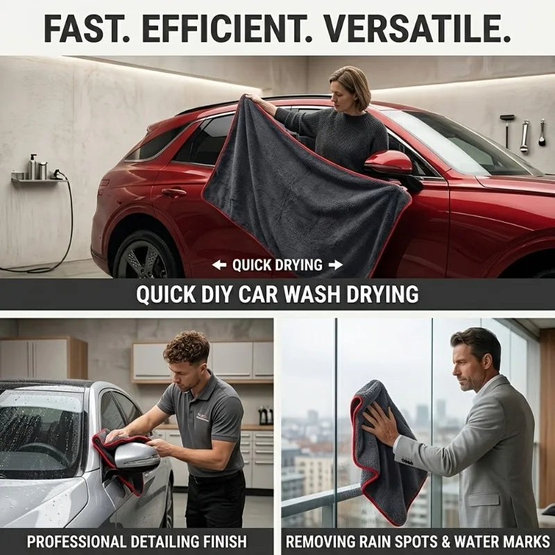 1 PCS XXL Extra Large Microfiber Car Drying Towel - Water Absorption Designed Suitable for Cars Trucks - Gray Fine Plush Cloth