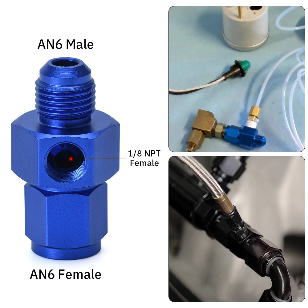 PQY - New AN-6 (AN6) Male to Female 1/8" NPT Gauge / Sensor Side Port Adapter  PQY-SL9192-06