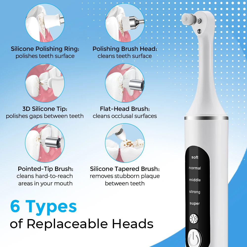 5 In 1 Electric Tooth Polisher USB Rechargeable Dental Scaler Toothbrush Tartar Plaque Calculus Remover Cleaner Teeth Whitening