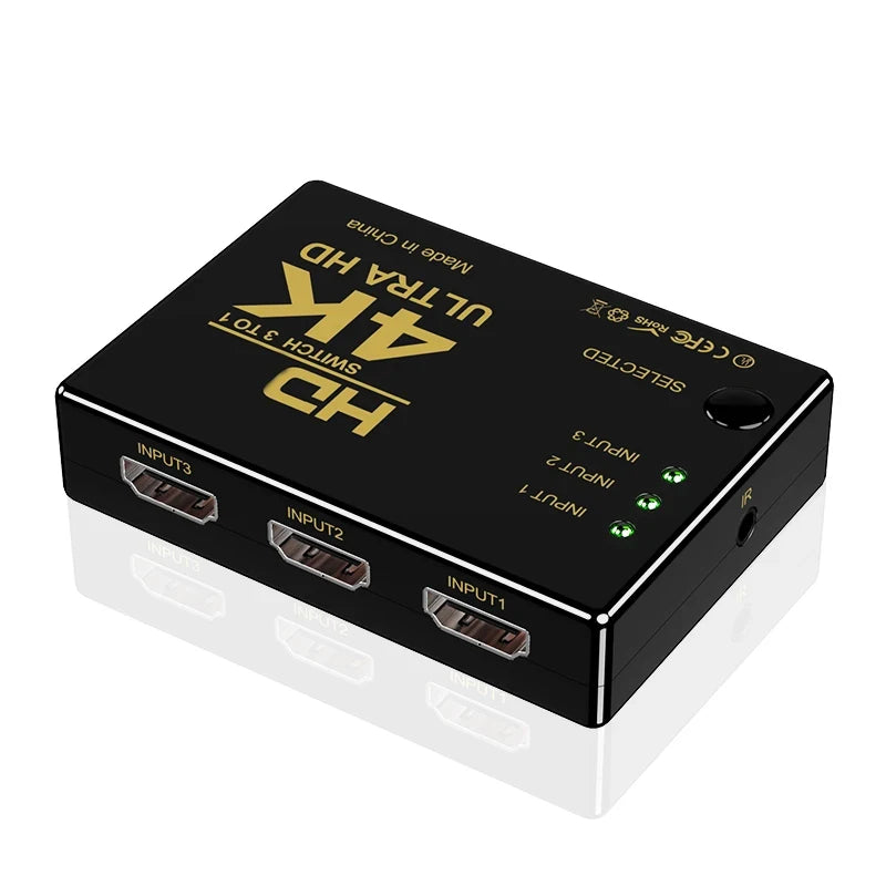 3 in 1 HDMI-compatible Switch 4K Switcher out HD 1080P Video Cable Splitter 1x3 Hub Adapter Converter for PS4/3 TV Box HDTV PC