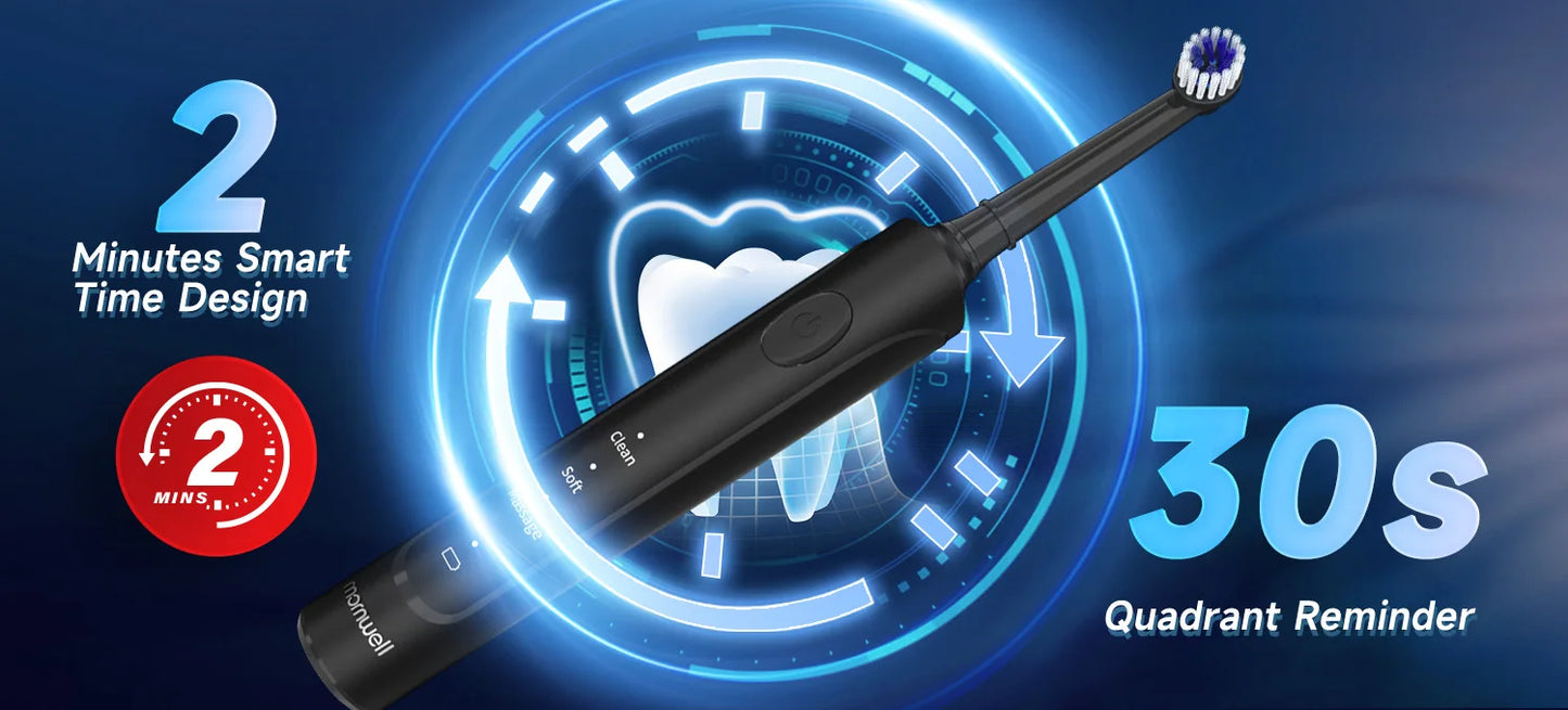 Electric Toothbrush for Adults Rechargeable T37 Sonic Toothbrush with 3 Modes IPX7 Waterproof 40,000 VPM Motor With 4 Brush Head