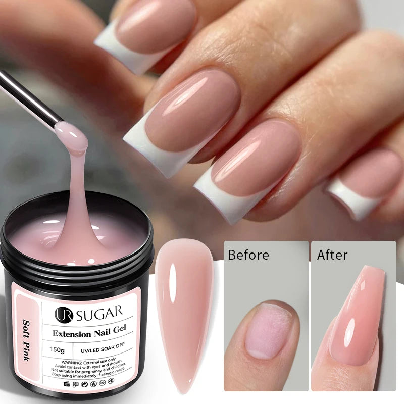 UR SUGAR 150g Soft Pink Quick Builder Nail Gel 6 IN 1 Acrygel For Nails Extension Constuction Self Leveling Soak Off UV LED Gel