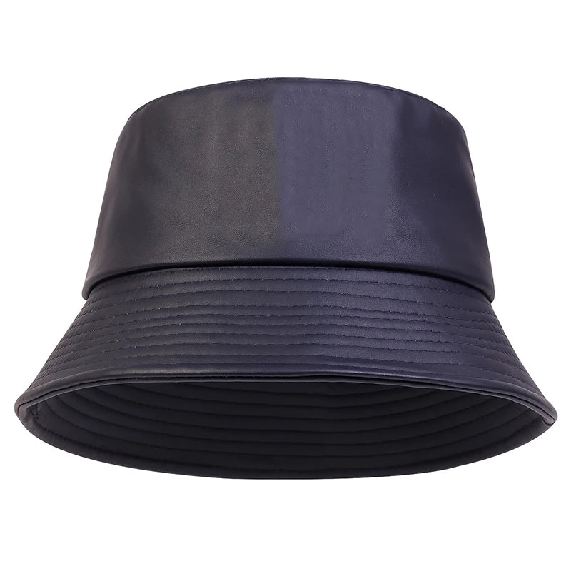 Winter Fashion Bucket Hat Artificial Leather Windproof Warm Bucket Hats Men Women Wild Tide Cap Panama Fisherman Caps Gorras