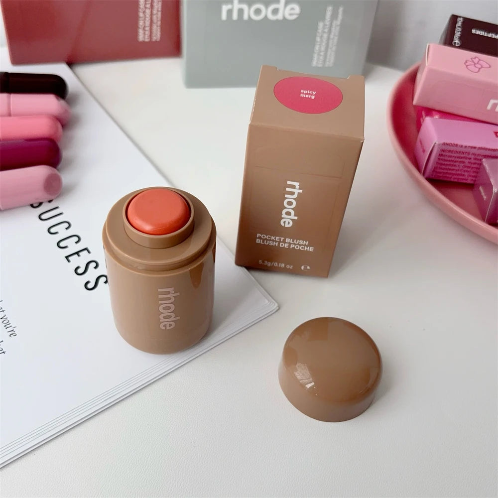 Rhode New Lip Stick Lip GlossesPocket Blush Lip Cheek Hydrating Glazing Mist Natural Rouge Powder Blush Cream Cheek Makeup Bag