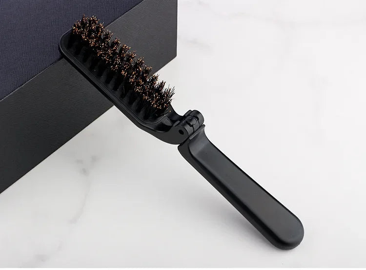 1PCS Soft Boar Bristle Beard Brush Hairdressing Hair Styling Comb For Beard Men's Shaving Brush Fold Beard And Mustache Brush