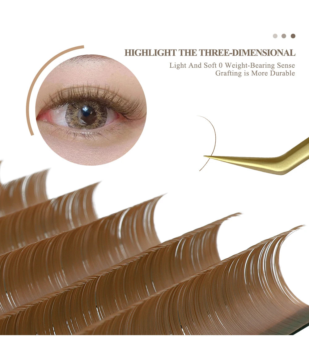 Sakurahana Individual Faux Mink Eyelash Extensions in Caramel, Brown, Teal, and Mocha Colors Professional Tools for Makeup