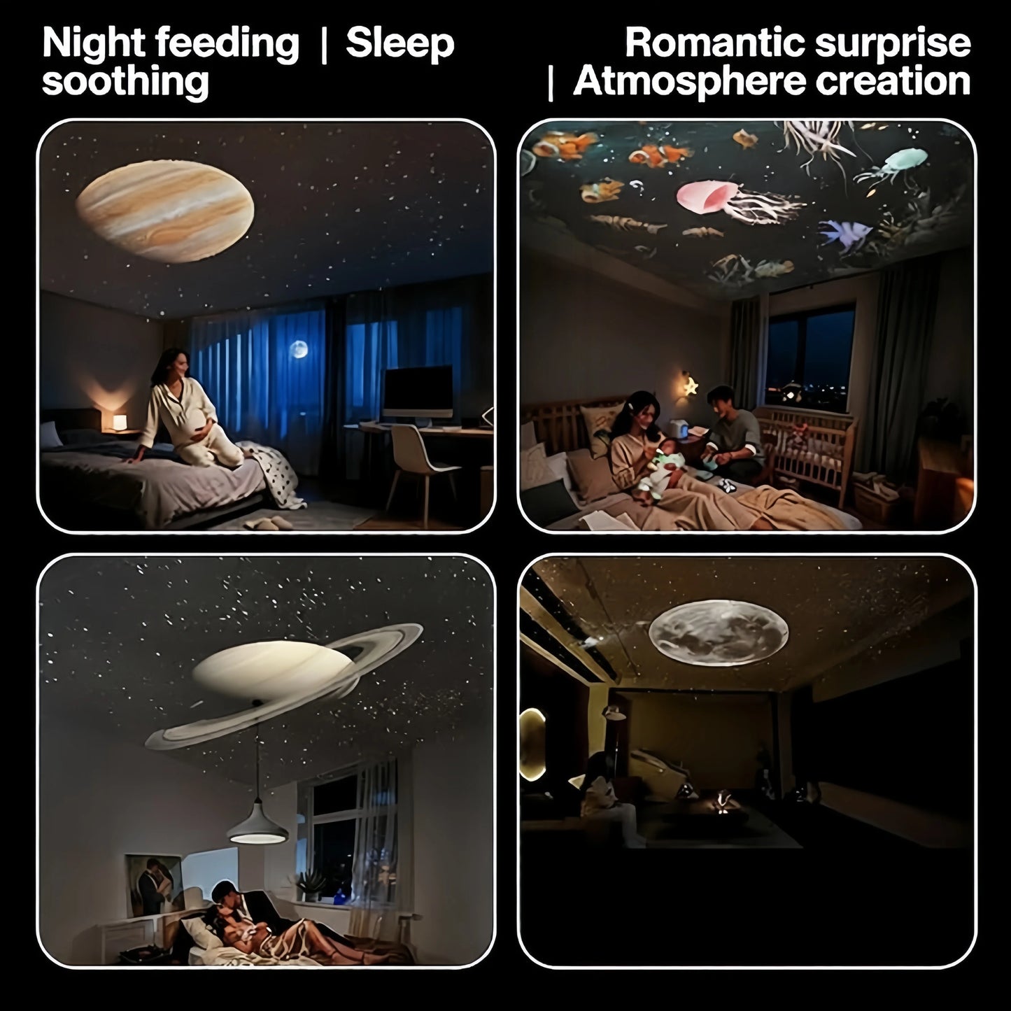 Galaxy Star Projector, 2-in-1 Portable Lamp with 12 Slides, 360° Adjustable Eye-Care LED Night Light for Bedroom Car Decor Gift