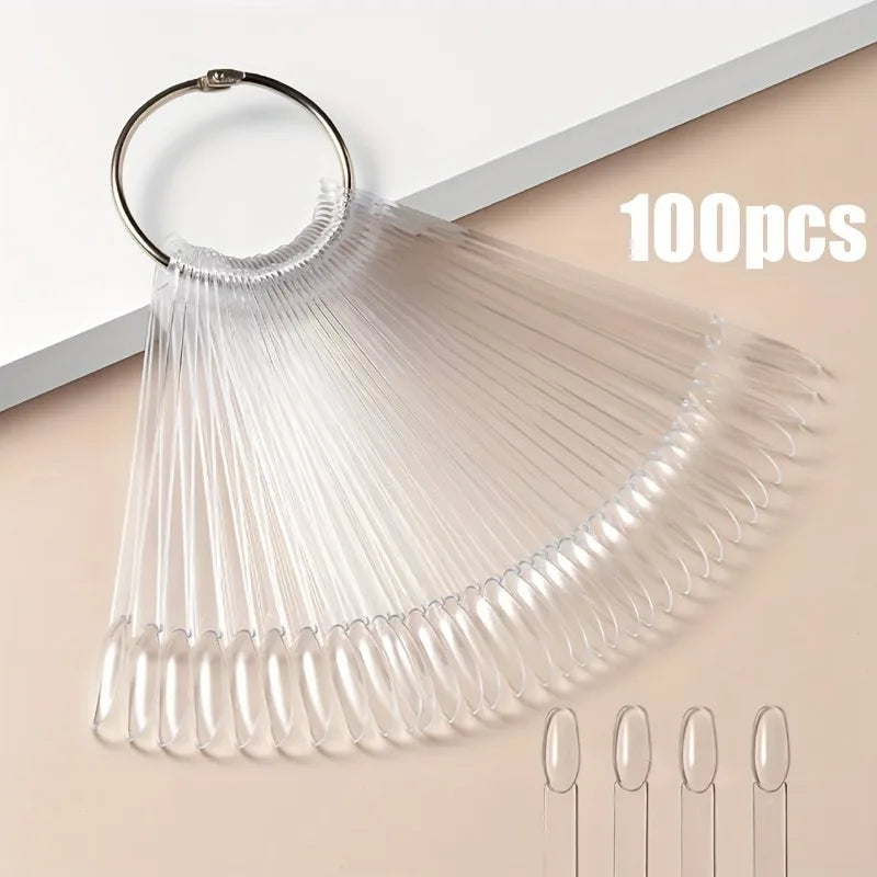 50pcs/100pcs Transparent Nail Swatch Sticks Kit - Reusable False Nail Sample Display Palette, Gel Polish Color Practice Tools