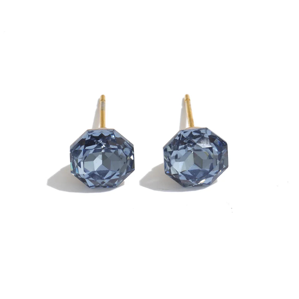 Yhpup New Arrivals Multi Color Crystal Round Stud Earrings for Women Shiny Stylish Daily Summer Jewelry Tarnish Resistant