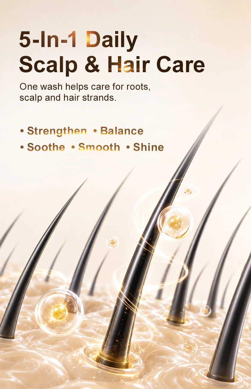 PURC 300ml 5 In 1 Instant Coloring Shampoo Natural Ginger Herbal Shampoo for Men Women Promote Hair Growth and Deeply Nourish
