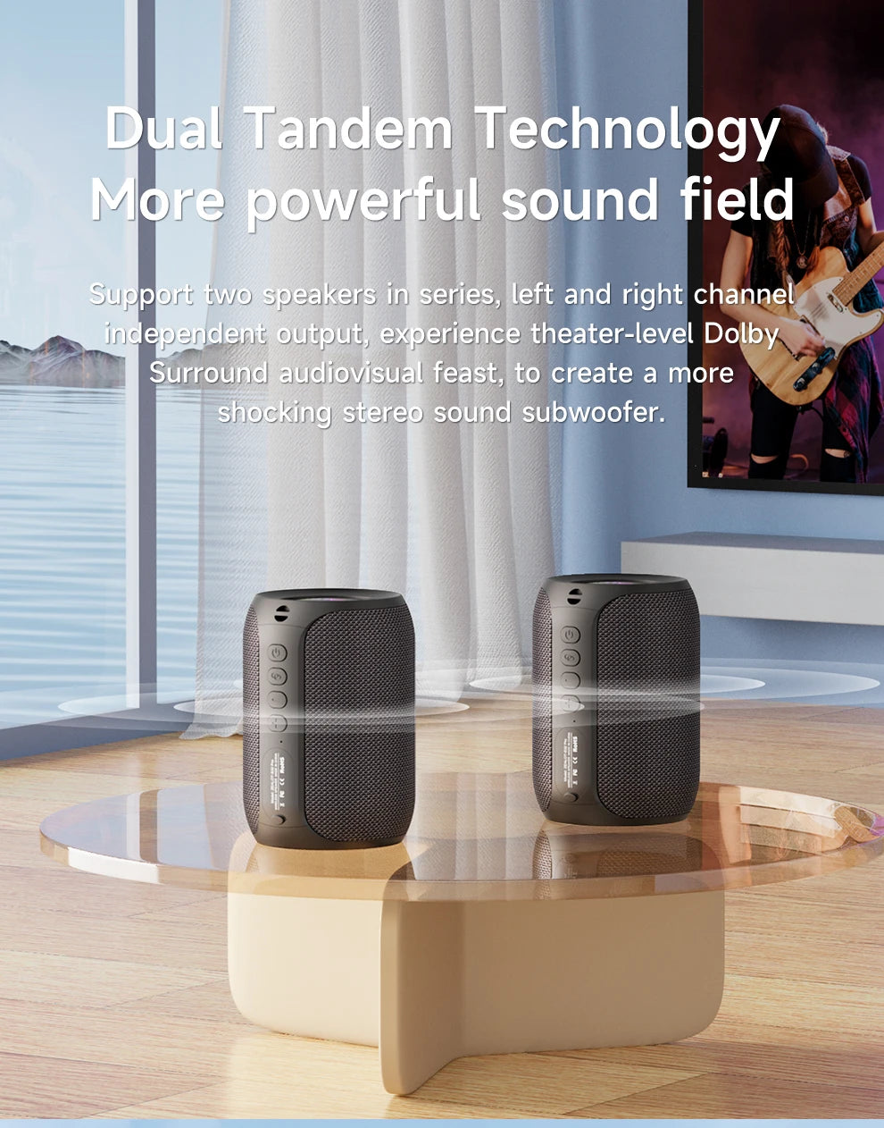 ZEALOT-S32PRO Powerful Bluetooth Speaker, Bass Wireless, LED Light, Outdoor Speakers, Subwoofer, Waterproof Sound Box Support