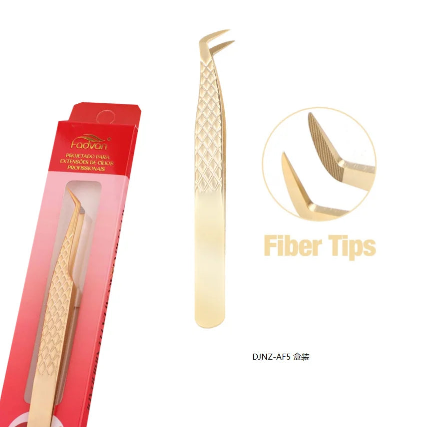 FADVAN High-precision Fiber Tip Tweezer for Eyelash Extensions Stainless Steel Antistatic Straight Tools with Boxed