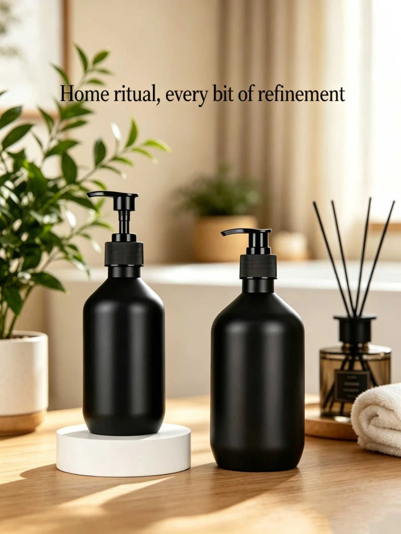 300/500ML Matte Black Liquid Soap Dispenser Refillable Shampoo Conditioner Body Lotion Container for Bathroom Supplies Hotel