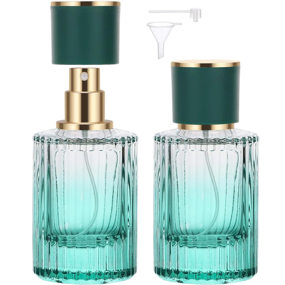 2 Pieces of 30ml Refillable Glass Perfume Travel Bottles with Spray Applicator, Empty Refillable Travel Bottles for Perfume Spray, Essential Oil Perfume Containers Suitable for Men and Women