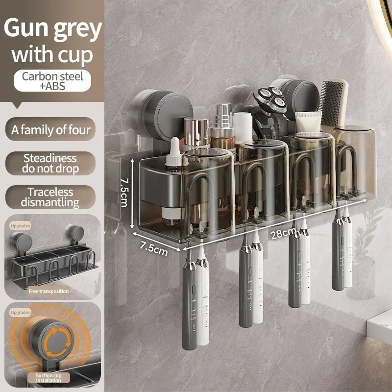 No Need To Drill Suction Cup A Wall-Mounted Electric Toothbrush Holder With a Cup For The Bathroom