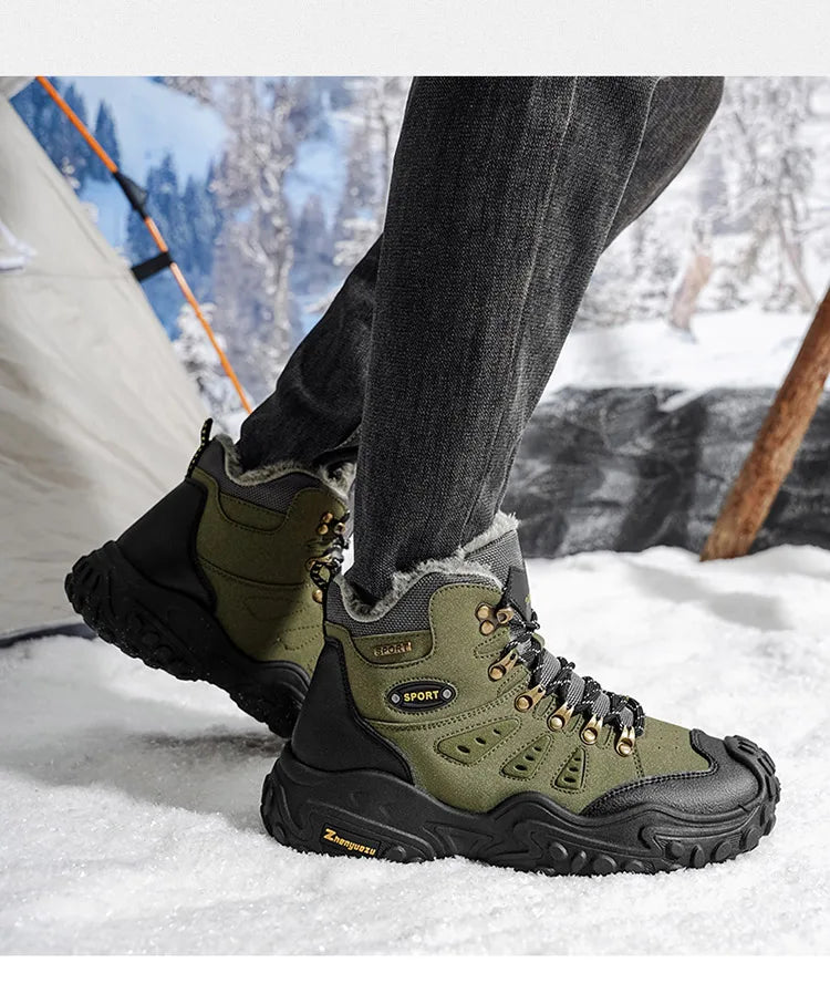 Autumn and Winter Men's Outdoor Sports and Travel Fleece-Lined Warm Snow Boots, Christmas Gifts, Birthday Gifts, Halloween Gifts