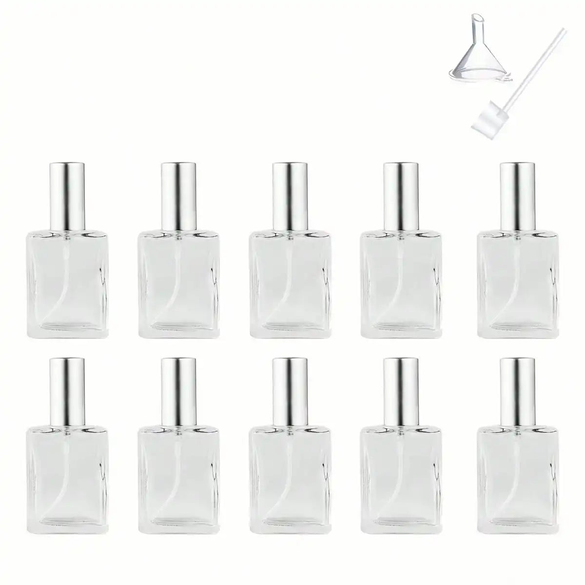 15ml Flat Square Refillable Perfume Cosmetic Water Spray Bottle, Portable Sample Skincare Water Beauty Empty Bottle, Transparent