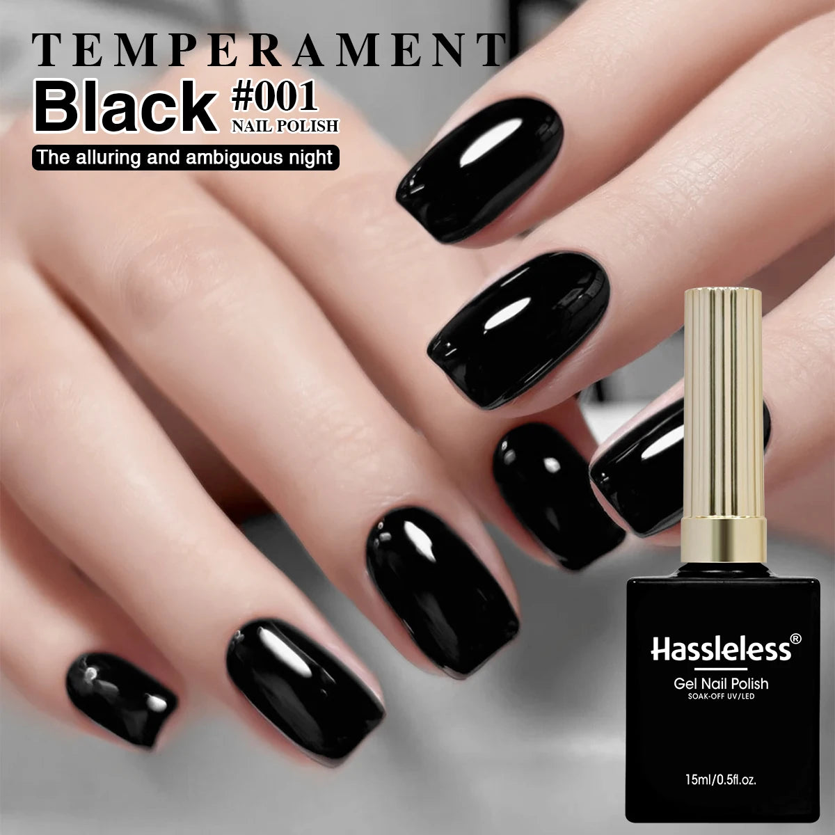 Two 15ml Bottles of White and Black Gel Nail Polish, Glass Bottles, UV/LED Removable Gel Nail Polish, Suitable for DIY Nail Salo