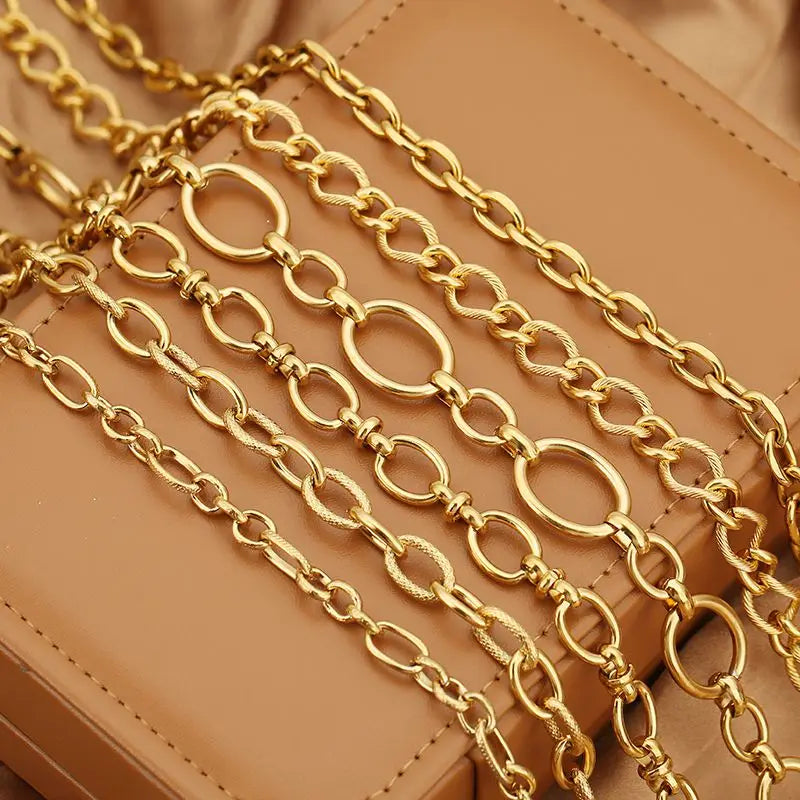 1 Meter Stainless Steel Large Heavy Chunky Hip Hop Punk Link Gold Color Chains DIY Jewelry Materials Handmade Necklace Bracelets