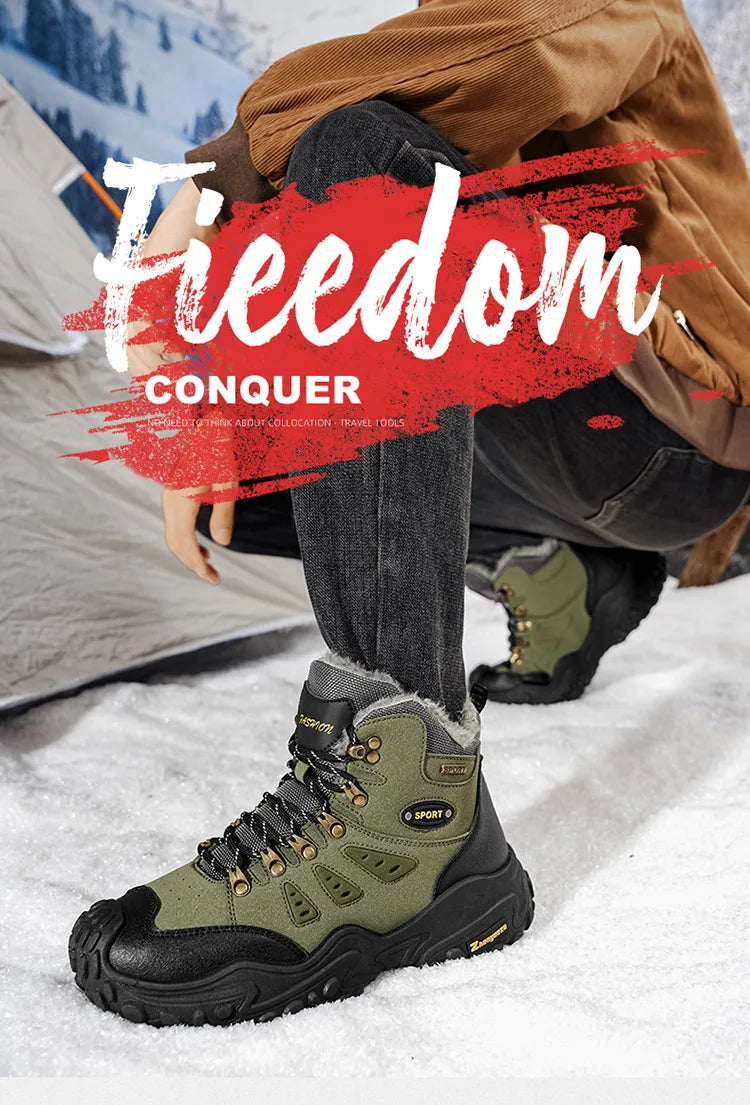Autumn and Winter Men's Outdoor Sports and Travel Fleece-Lined Warm Snow Boots, Christmas Gifts, Birthday Gifts, Halloween Gifts