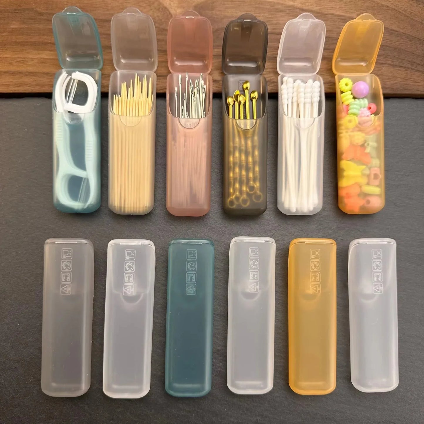 Mini Portable Storage Box with Compartments Travel Small Parts Organizer for Pill Toothpick Dental Floss Jewelry