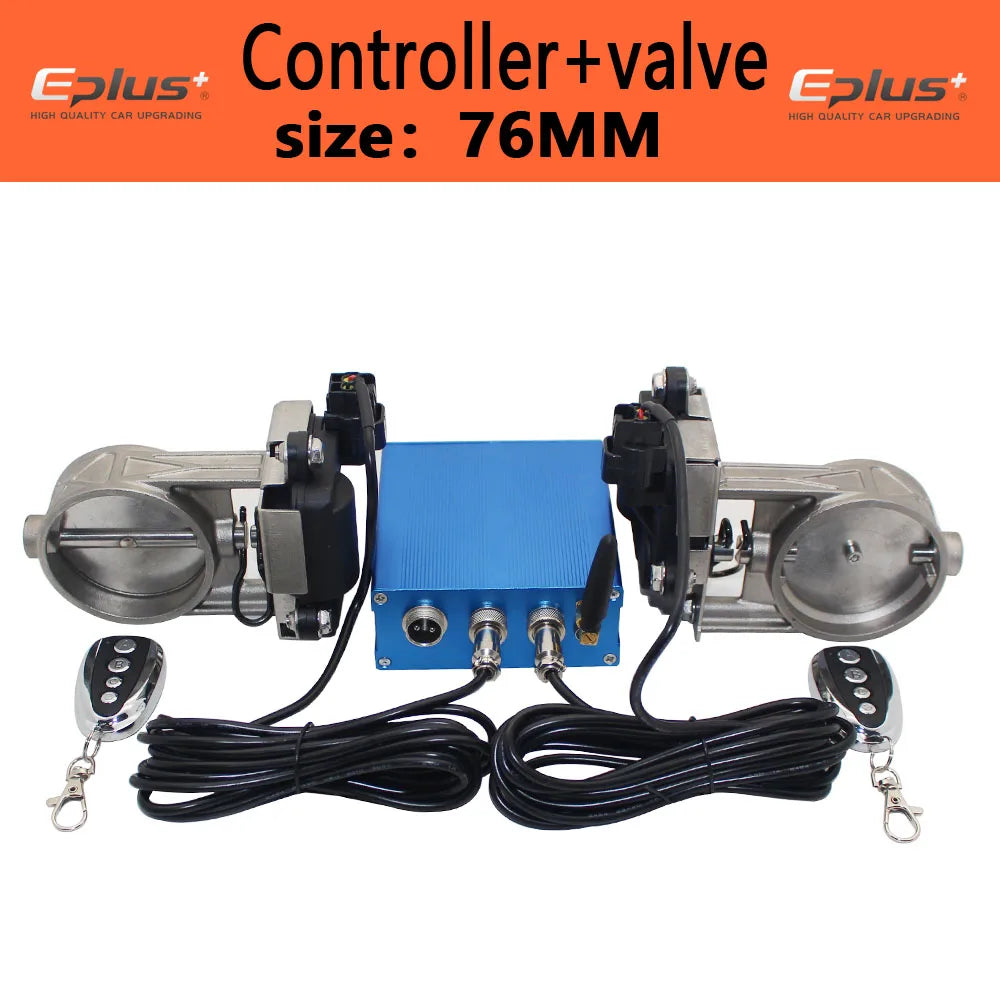 EPLUS Car Exhaust Pipe Valve Electric Kit Universal Multi-angle Mode 51 63 76MM Controller Device Remote Kit
