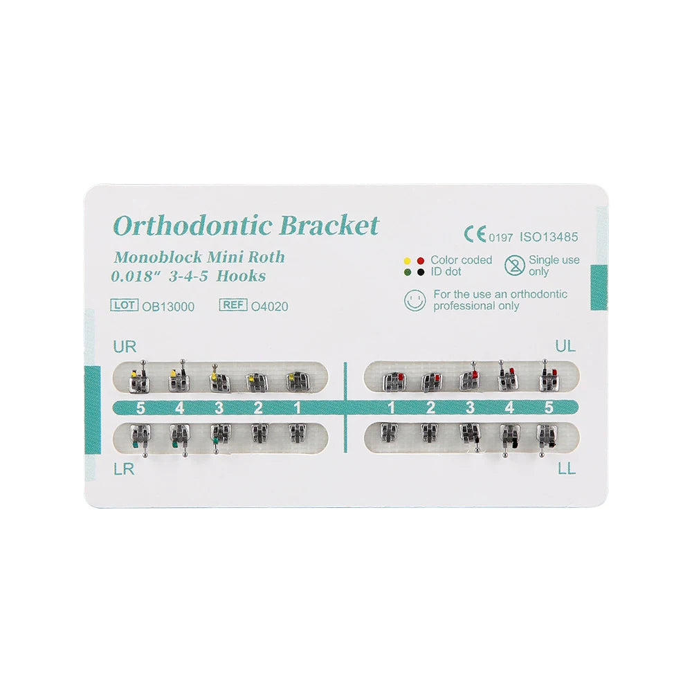 1pack AZDENT Dental Orthodontic Brackets  Mini / Standard Roth / MBT / Edgewise 022/018 Slot Hook 3/345