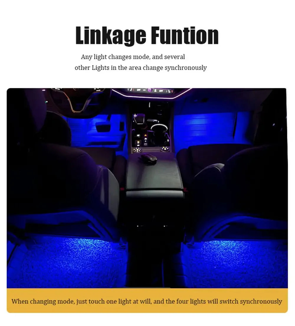 For Audi A1 A3 8P A4 B5 B6 Q5 A6 A5 LED Car Footwell Lamps Touch Sensing Atmosphere Lights Auto Interior Decoration Accessories
