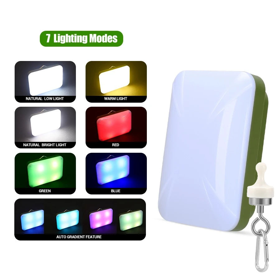 Rechargeable Camping Lamp w/ Hook-7 Light Modes, Outdoor Waterproof, Portable Lantern for Backpacking,Tent Lighting Hiking Trips