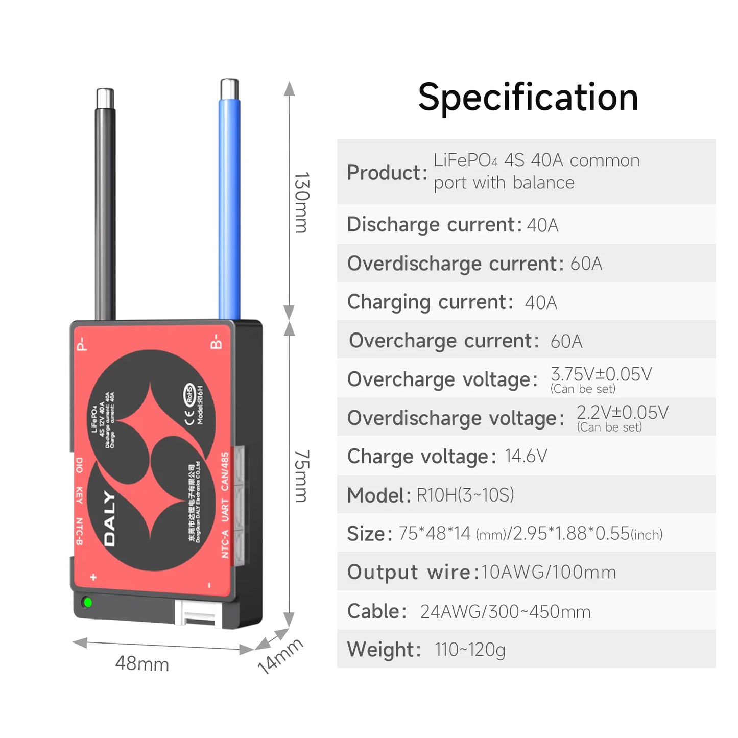 Daly BMS Smart BMS 4S 6S 7S 8S 16S 12V 24V 48V 40A 60A Lifepo4 Li-Ion Battery 3.7V 3.2V BMS Solar Inverter Bluetooth 100Ah 150Ah