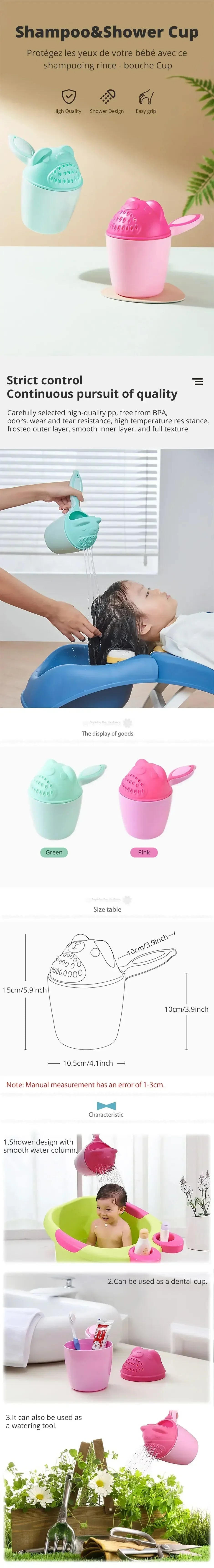 Cute Cartoon Baby Bath Spoons Baby Shower Toddle Shampoo Cup  with Protect Kid Eyes Washing Hair Cup Kids Bathing Tool