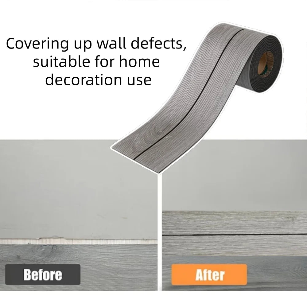 1 Roll 8cm High,Thickened Wood Grain Skirting Board,PVC Door and Window Frame Edge Decoration,Self-adhesive Thickened Threshold
