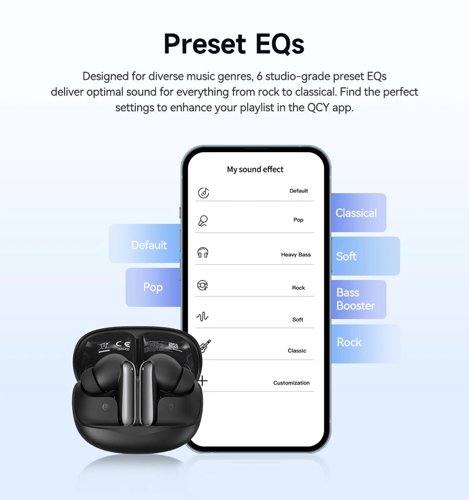 QCY MeloBuds N50 Wireless Earbuds Adaptive Hybrid ANC Bluetooth 5.4 Earphones 6Mics ENC 12mm Dynamic Driver Headphones 28H