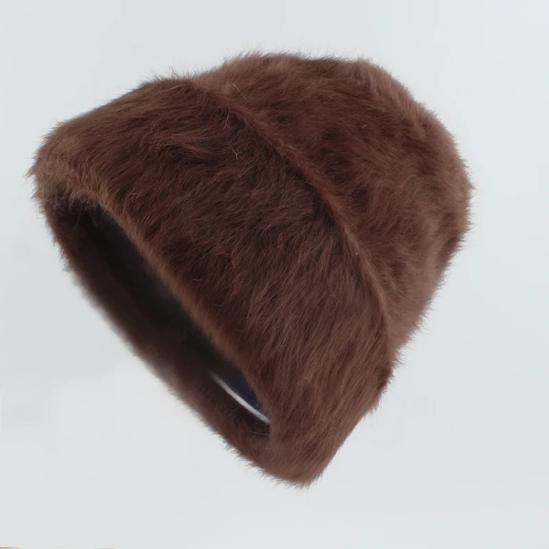 Winter Hats For Women Long Rabbit Fur Warm Beanie Bonnet Female Caps Men Fashion Solid Colors Real Fur Knitted Hat