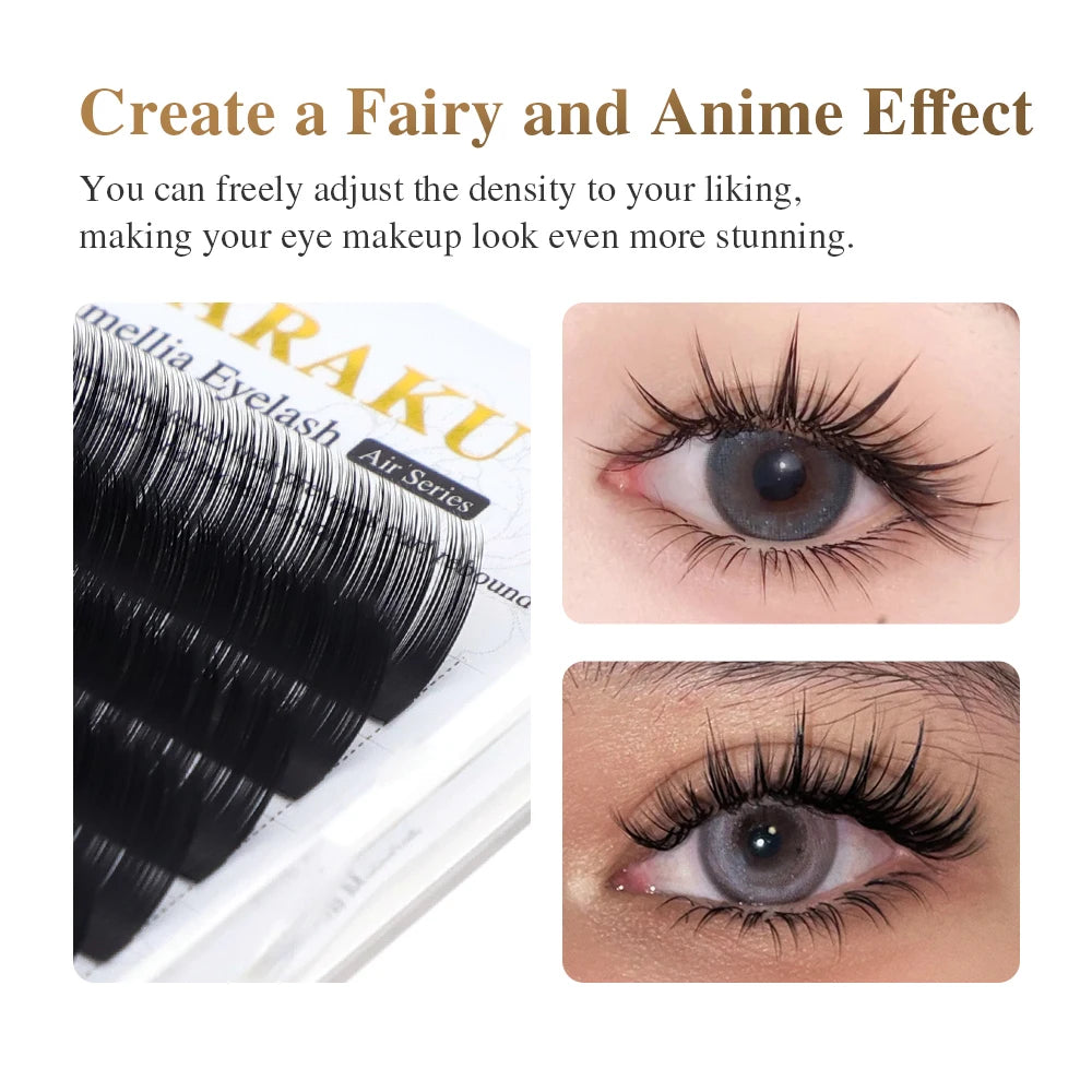 NAGARAKU Wet Camellia Eyelash Extension UB UC UJ Curl Natural Soft Denser Grafting Effect Premade Fans Lashes