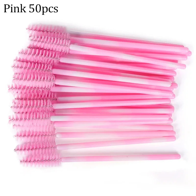 50pcs Eyelash Brushes Reusable Mascara Wands Applicator Spoolers for False EyeLashes Extension Women Lashes Cosmetic Supplies