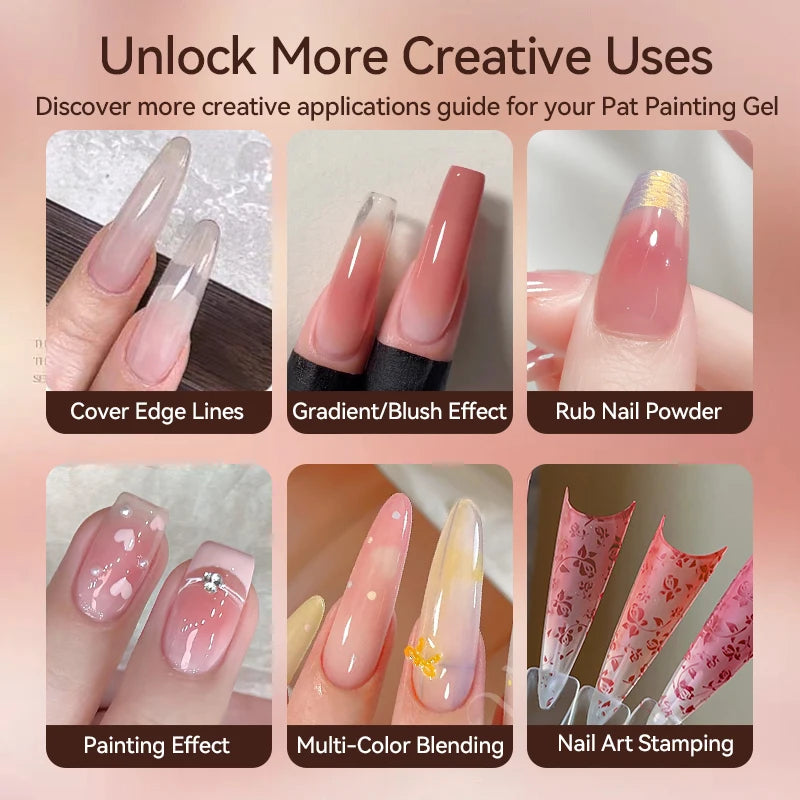 UR SUGAR 1/2Pcs White Pat Painting Gel Nail Polish 4 In 1 Gradient French Cover Edge Lines Nail Stamping Pattern Nail Diy Pattin